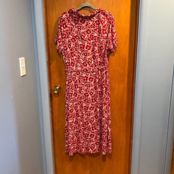 Fat Face UK Red Floral Button-Down Midi Dress - Size US 14 - Picture 2 of 4